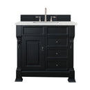 James Martin Brookfield 36" Antique Black Single Vanity with 3 cm Eternal Jasmine Pearl Quartz Top 147-114-5536-3EJP