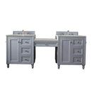 James Martin Copper Cove Encore 86" Double Vanity Set Silver Gray with Makeup Table 3 cm Eternal Serena Quartz Top 301-V86-SL-DU-3ESR