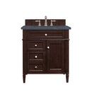 James Martin Brittany 30" Single Vanity Burnished Mahogany with 3 cm Charcoal Soapstone Quartz Top 650-V30-BNM-3CSP