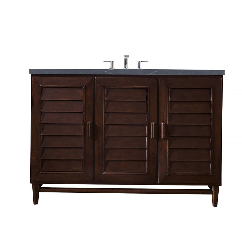 James Martin Portland 48" Single Vanity Burnished Mahogany with 3 cm Charcoal Soapstone Quartz Top 620-V48-BNM-3CSP