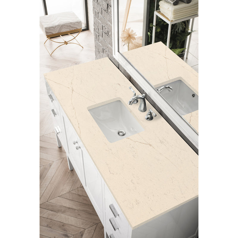 James Martin Addison 60" Single Vanity Cabinet Glossy White with 3 cm Eternal Marfil Top E444-V60S-GW-3EMR