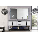 James Martin Columbia 72" Double Vanity Glossy White Matte Black with Dusk Gray Glossy Composite Top 388-V72D-GW-MB-DGG