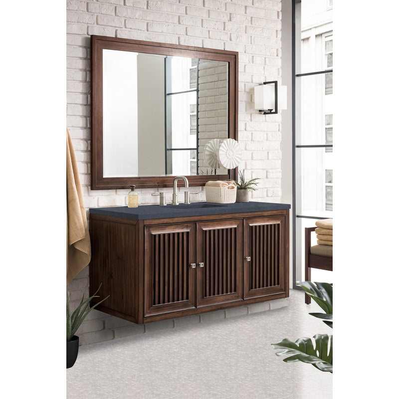 James Martin Athens 48" Single Vanity Cabinet Mid Century Acacia with 3 cm Charcoal Soapstone Quartz Top E645-V48-MCA-3CSP