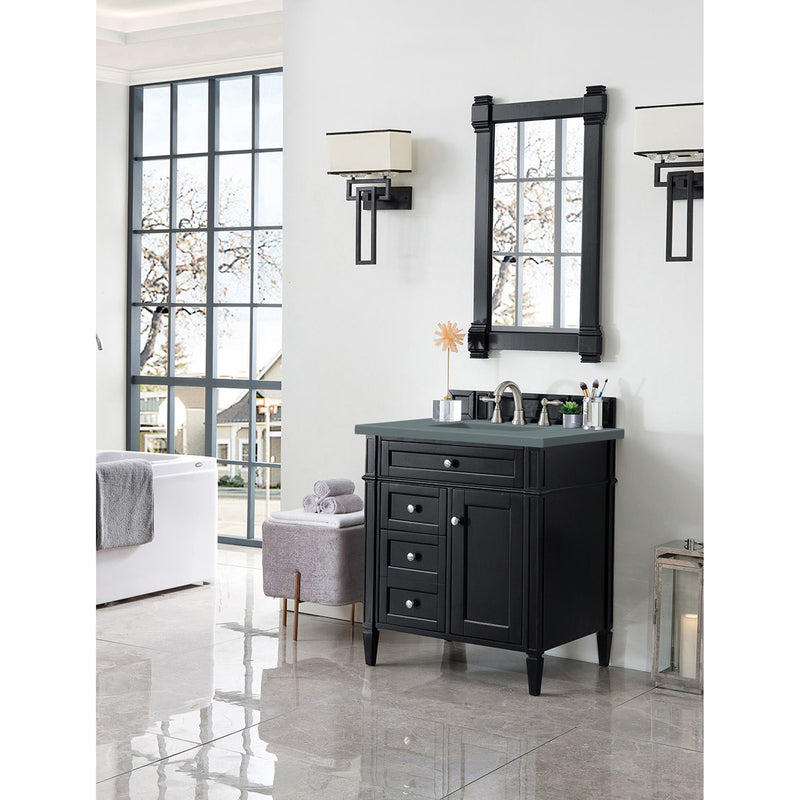 James Martin Brittany 30" Single Vanity Black Onyx with 3 cm Cala Blue Quartz Top 650-V30-BKO-3CBL