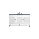 James Martin Athens 60" Single Vanity Cabinet  Glossy White with 3 cm Cala Blue Top E645-V60S-GW-3CBL