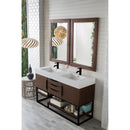 James Martin Columbia 59" Double Vanity Coffee Oak Matte Black with Glossy White Composite Top 388-V59D-CFO-MB-GW