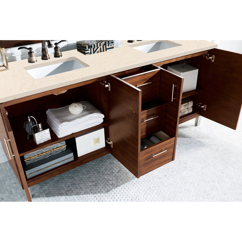 James Martin Metropolitan 72" Double Vanity American Walnut with 3 cm Eternal Marfil Quartz Top 850-V72-AWT-3EMR