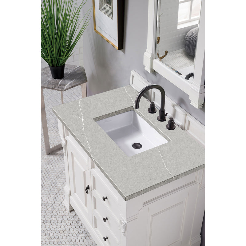 James Martin Brookfield 36" Bright White Single Vanity with 3 cm Eternal Serena Quartz Top 147-V36-BW-3ESR