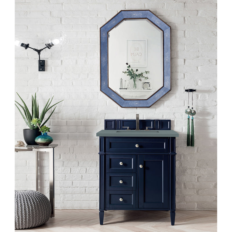 James Martin Brittany 30" Single Vanity Victory Blue with 3 cm Cala Blue Quartz Top 650-V30-VBL-3CBL