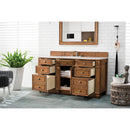 James Martin Bristol 60" Single Vanity Saddle Brown with 3 cm Classic White Quartz Top 157-V60S-SBR-3CLW