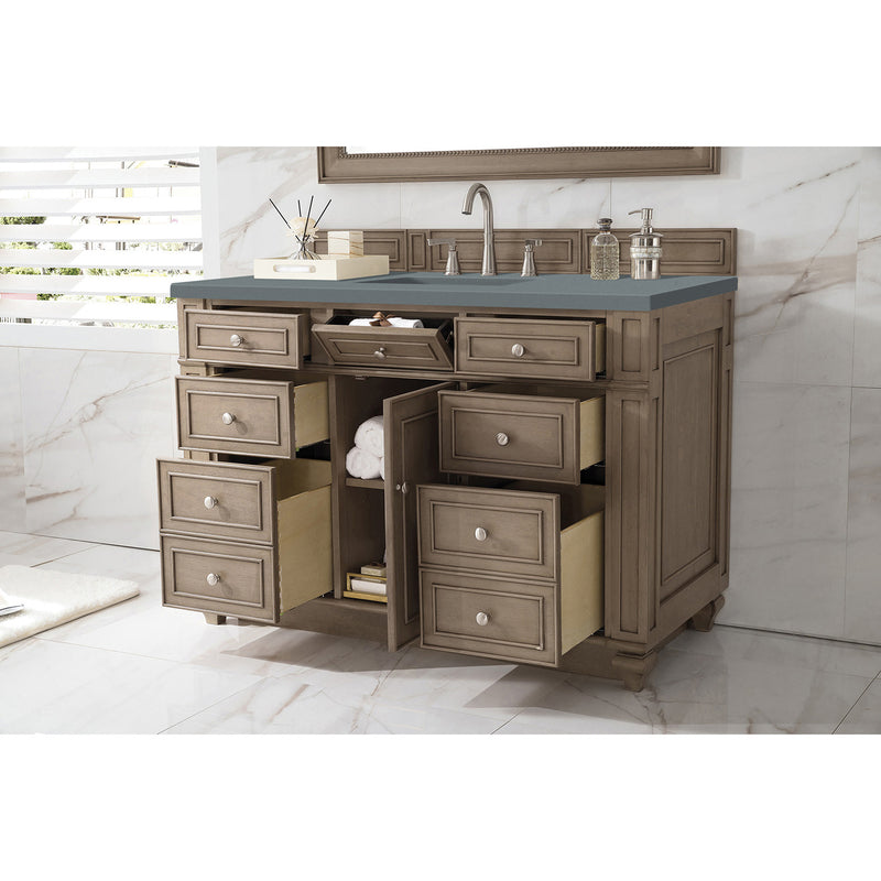 James Martin Bristol 48" Single Vanity Whitewashed Walnut with 3 cm Cala Blue Quartz Top 157-V48-WW-3CBL