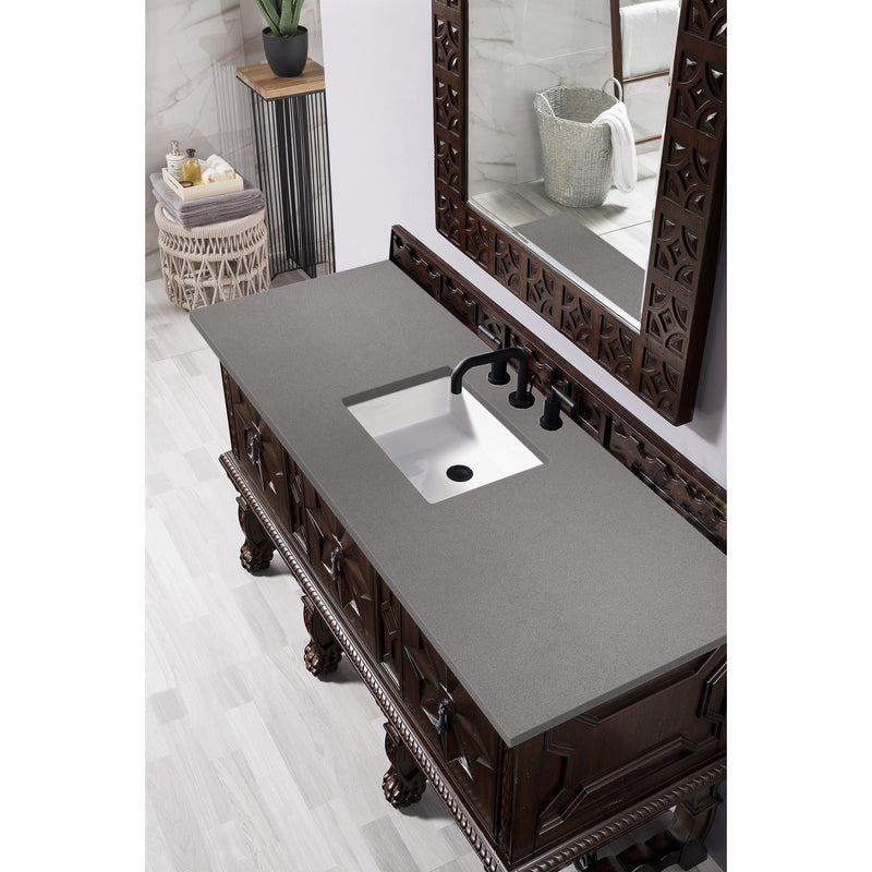 James Martin Balmoral 60" Single Vanity Cabinet Antique Walnut with 3 cm Gray Expo Quartz Top 150-V60S-ANW-3GEX