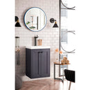 James Martin Chianti 20" Single Vanity Cabinet Mineral Gray with White Glossy Resin Countertop E303-V20-MG-WG