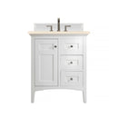 James Martin Palisades 30" Single Vanity Bright White with 3 cm Eternal Marfil Quartz Top 527-V30-BW-3EMR