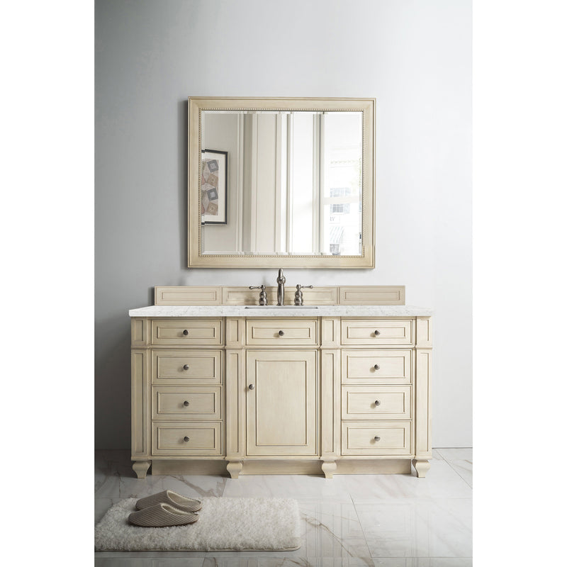 James Martin Bristol 60" Single Vanity Vintage Vanilla with 3 cm Eternal Jasmine Pearl Quartz Top 157-V60S-VV-3EJP