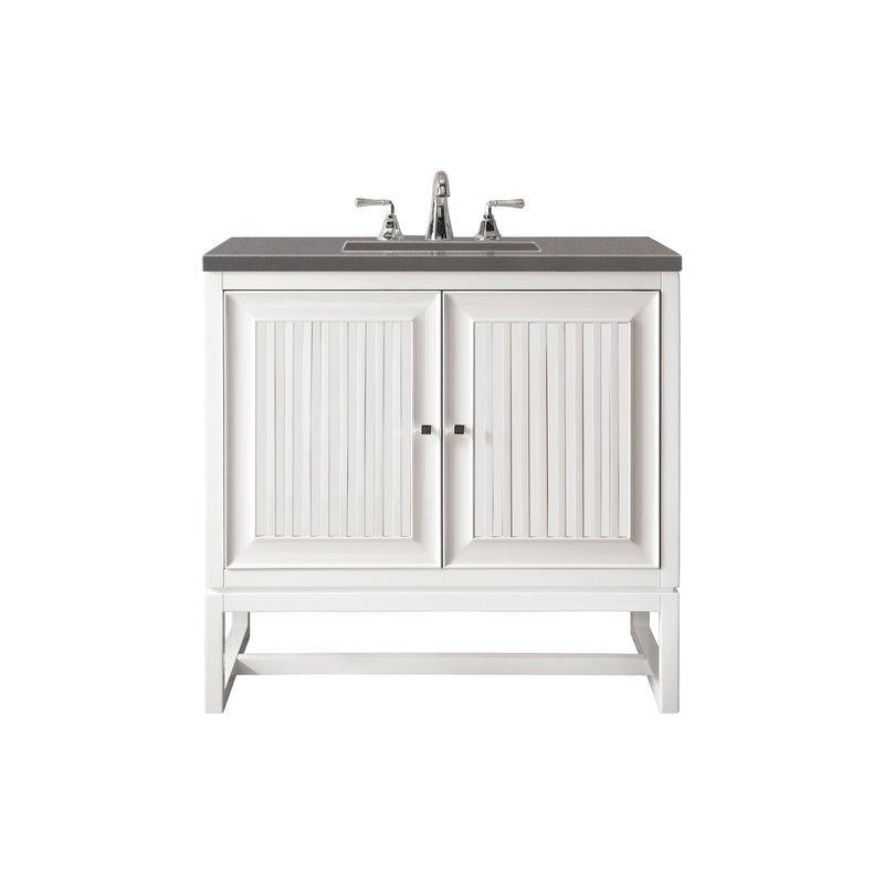 James Martin Athens 30" Single Vanity Cabinet Glossy White with 3 cm Grey Expo Quartz Top E645-V30-GW-3GEX