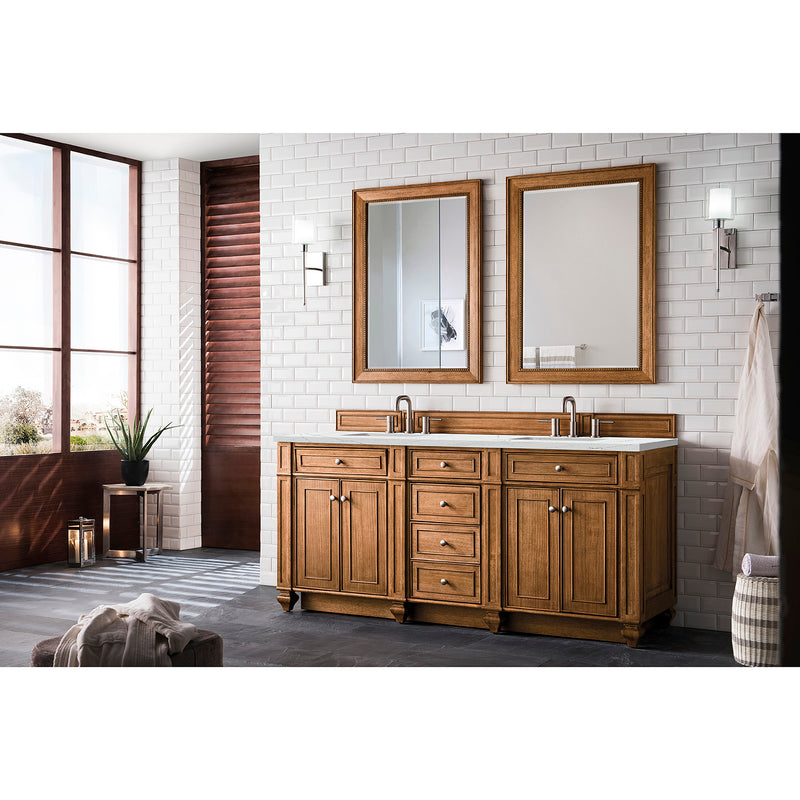 James Martin Bristol 72" Double Vanity Saddle Brown with 3 cm Ethereal Noctis Quartz Top 157-V72-SBR-3ENC