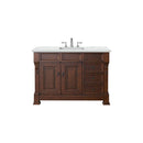 James Martin Brookfield 48" Warm Cherry Single Vanity with 3 cm Ethereal Noctis Quartz Top 147-114-5286-3ENC