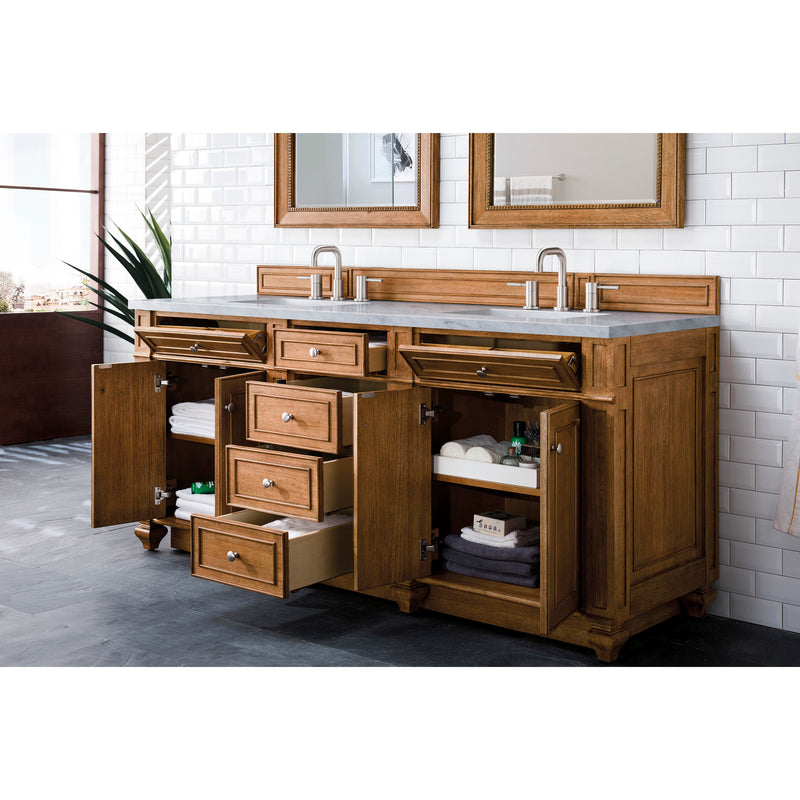 James Martin Bristol 72" Double Vanity Saddle Brown with 3 cm Carrara Marble Top 157-V72-SBR-3CAR