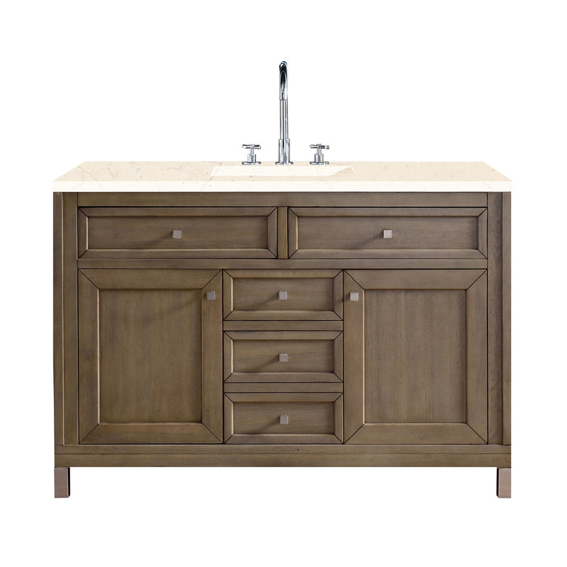 James Martin Chicago 48" Single Vanity Whitewashed Walnut with 3 cm Eternal Marfil Quartz Top 305-V48-WWW-3EMR