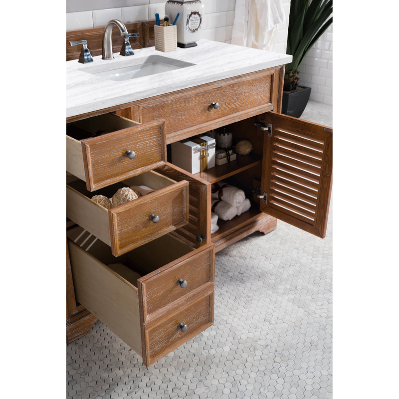 James Martin Savannah 48" Driftwood Single Vanity with 3 cm Arctic Fall Solid Surface Top 238-104-5211-3AF