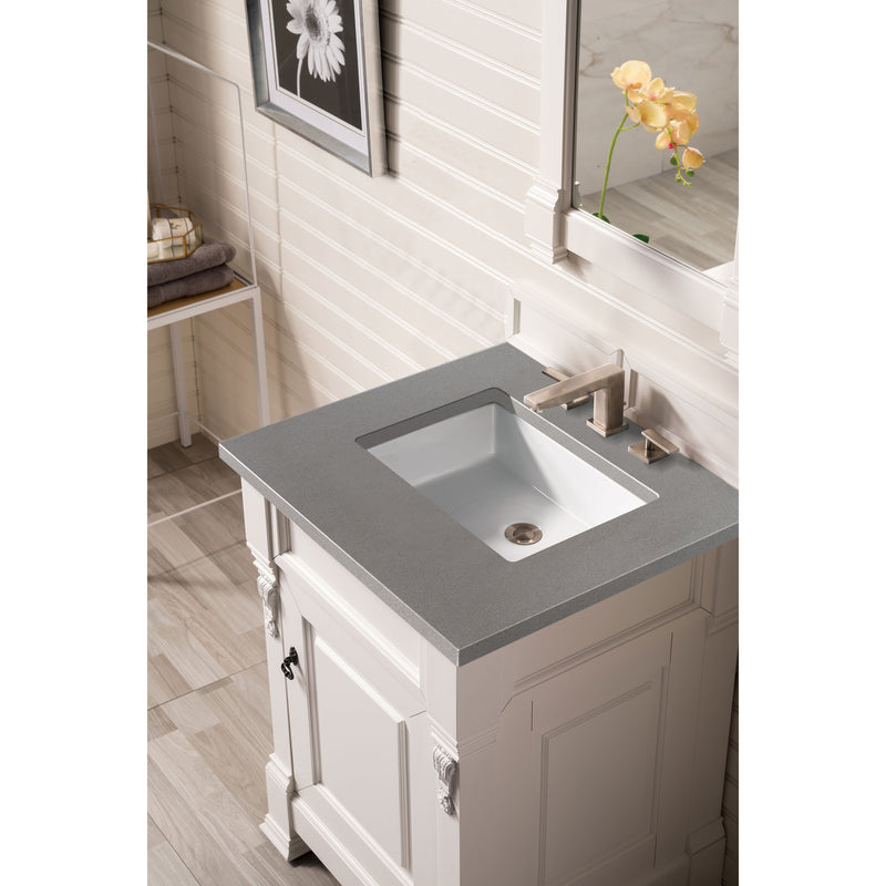 James Martin Brookfield 26" Bright White Single Vanity with 3 cm Gray Expo Quartz Top 147-V26-BW-3GEX