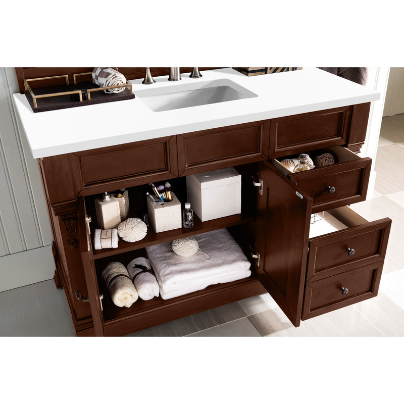 James Martin Brookfield 48" Warm Cherry Single Vanity with 3 cm Classic White Quartz Top 147-114-5286-3CLW