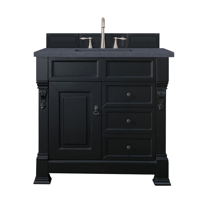 James Martin Brookfield 36" Antique Black Single Vanity with 3 cm Charcoal Soapstone Quartz Top 147-114-5536-3CSP