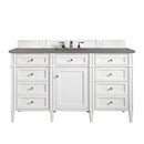 James Martin Brittany 60" Bright White Single Vanity with 3 cm Grey Expo Quartz Top 650-V60S-BW-3GEX