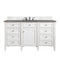 James Martin Brittany 60" Bright White Single Vanity with 3 cm Grey Expo Quartz Top 650-V60S-BW-3GEX