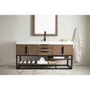 James Martin Columbia 72" Single Vanity Latte Oak Matte Black with Glossy White Composite Top 388-V72S-LTO-MB-GW