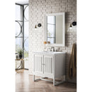 James Martin Athens 30" Single Vanity Cabinet Glossy White with 3 cm Arctic Fall Solid Surface Countertop E645-V30-GW-3AF