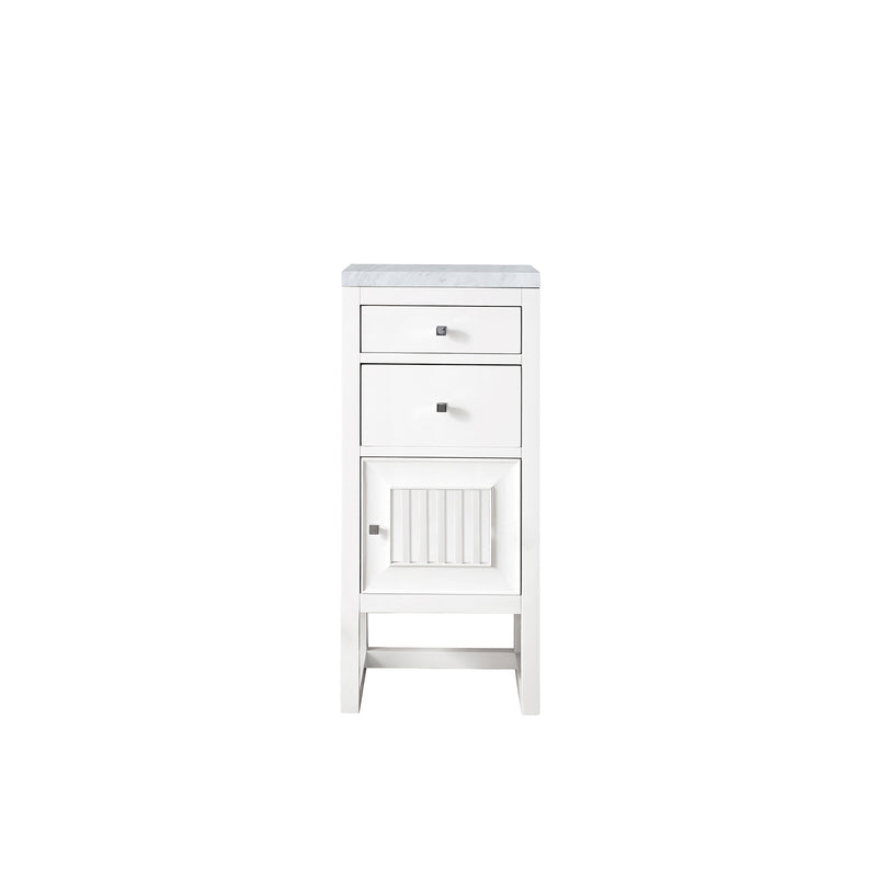 James Martin Athens 15" Cabinet with Drawers and Door Glossy White with 3 cm Carrara Marble Top E645-B15R-GW-3CAR