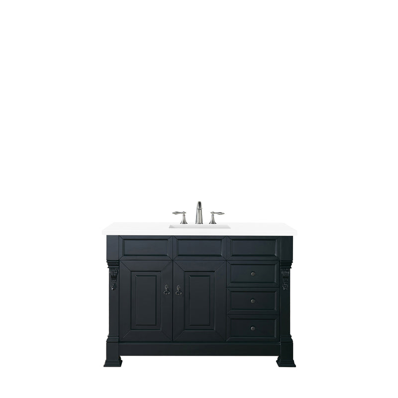 James Martin Brookfield 48" Antique Black Single Vanity with 3 cm Classic White Quartz Top 147-114-5236-3CLW