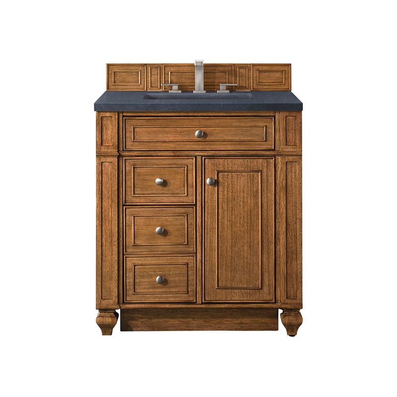 James Martin Bristol 30" Single Vanity Saddle Brown with 3 cm Charcoal Soapstone Quartz Top 157-V30-SBR-3CSP