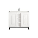 James Martin Alicante' 39.5" Single Vanity Cabinet Glossy White Matte Black with White Glossy Composite Countertop E110V39.5GWMBKWG