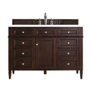 James Martin Brittany 48" Burnished Mahogany Single Vanity with 3 cm Classic White Quartz Top 650-V48-BNM-3CLW