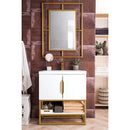 James Martin Columbia 31.5" Single Vanity Cabinet Glossy White Radiant Gold with White Glossy Composite Countertop 388V31.5GWRGDWG