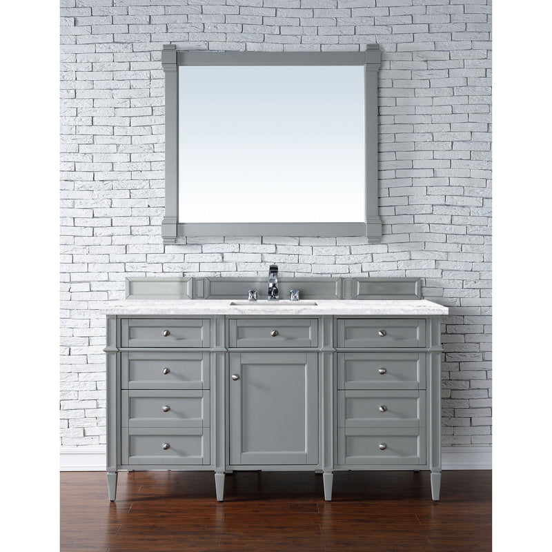 James Martin Brittany 60" Urban Gray Single Vanity with 3 cm Arctic Fall Solid Surface Top 650-V60S-UGR-3AF