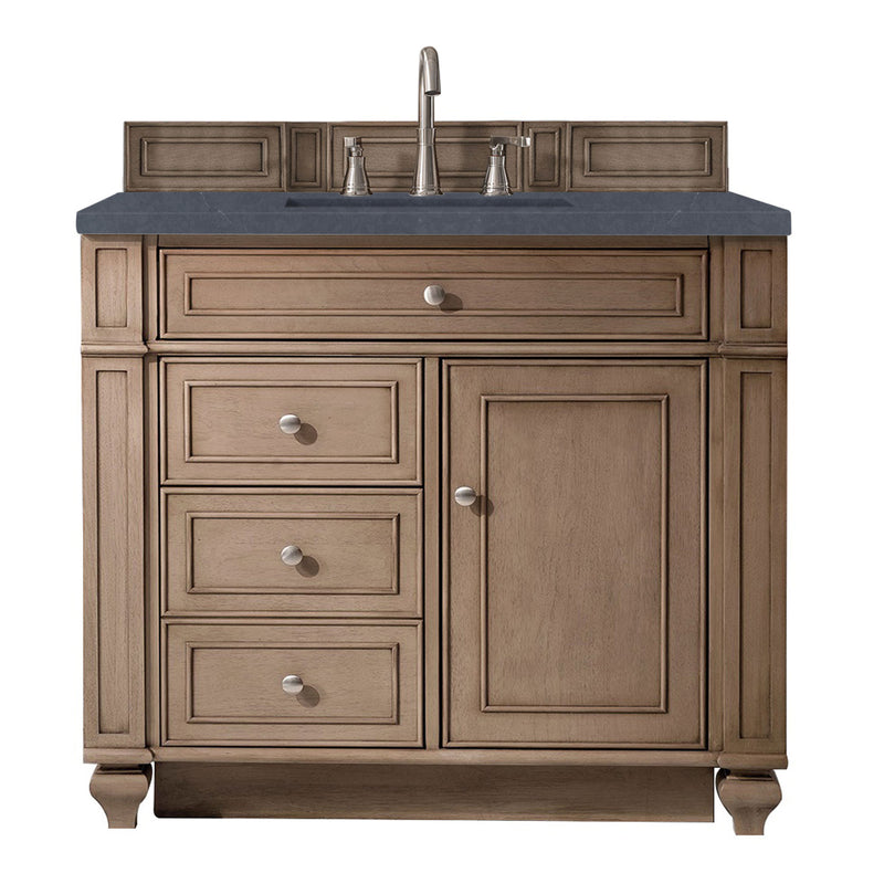 James Martin Bristol 36" Single Vanity Whitewashed Walnut with 3 cm Charcoal Soapstone Quartz Top 157-V36-WW-3CSP