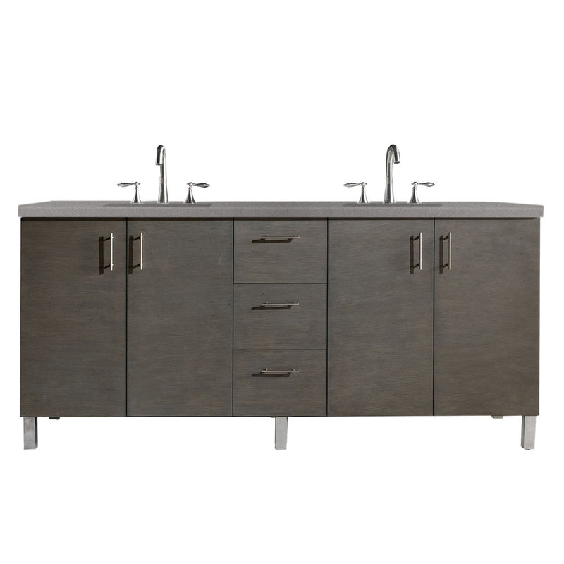 James Martin Metropolitan 72" Double Vanity Silver Oak with 3 cm Grey Expo Quartz Top 850-V72-SOK-3GEX