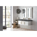 James Martin Mercer Island 59" Double Vanity Glossy White Radiant Gold with Dusk Gray Glossy Composite Top 389-V59D-GW-G-DGG