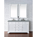 James Martin Savannah 60" Double Vanity Cabinet Bright White with 3 cm Cala Blue Quartz Top 238-104-V60D-BW-3CBL