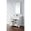 James Martin Savannah 36" Single Vanity Cabinet Bright White with 3 cm Classic White Quartz Top 238-104-V36-BW-3CLW