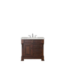 James Martin Brookfield 36" Warm Cherry Single Vanity with 3 cm Eternal Serena Quartz Top 147-114-5586-3ESR