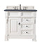 James Martin Brookfield 36" Bright White Single Vanity with 3 cm Charcoal Soapstone Quartz Top 147-V36-BW-3CSP