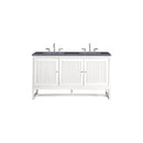 James Martin Athens 60" Double Vanity Cabinet Glossy White with 3 cm Charcoal Soapstone Quartz Top E645-V60D-GW-3CSP