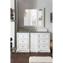 James Martin De Soto 60" Single Vanity Bright White with 3 cm Cala Blue Quartz Top 825-V60S-BW-3CBL