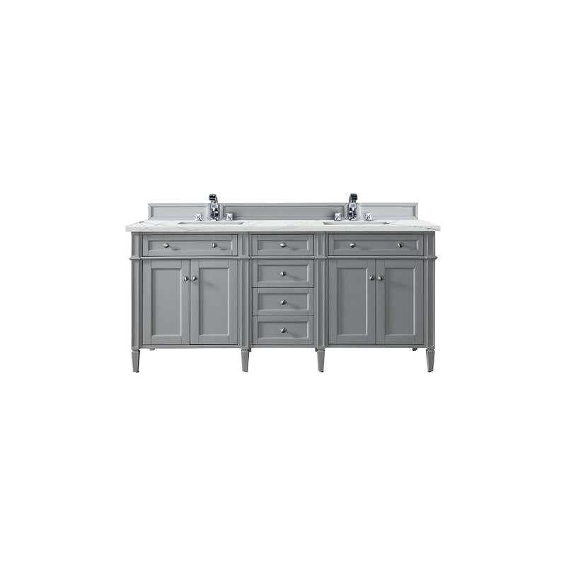 James Martin Brittany 72" Urban Gray Double Vanity with 3 cm Ethereal Noctis Quartz Top 650-V72-UGR-3ENC