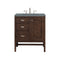 James Martin Addison 30" Single Vanity Cabinet Mid Century Acacia with 3 cm Cala Blue Quartz Top E444-V30-MCA-3CBL